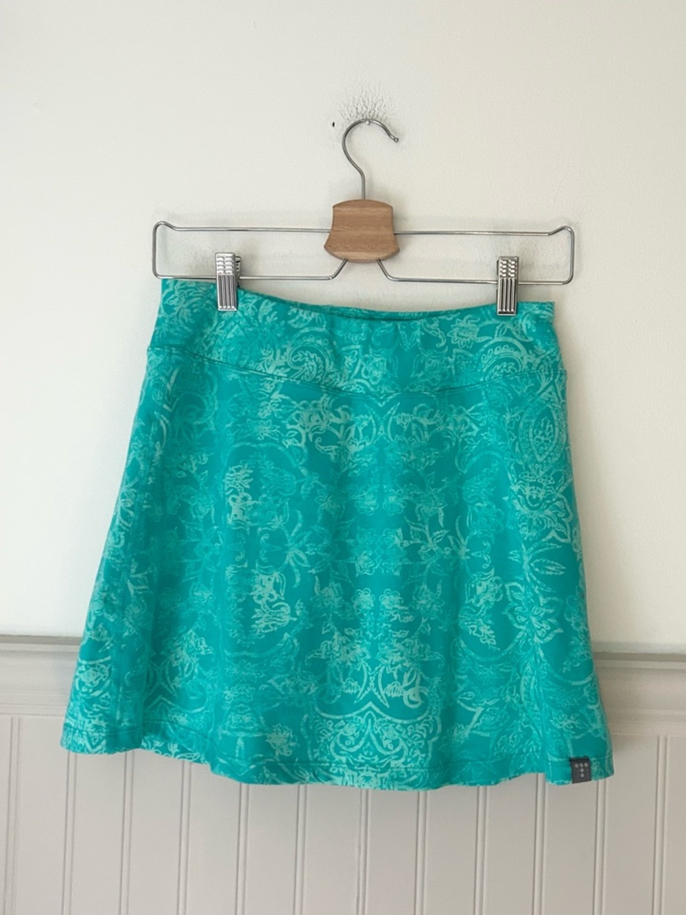 Title Nine Small Teal Paisley A-Line Skort